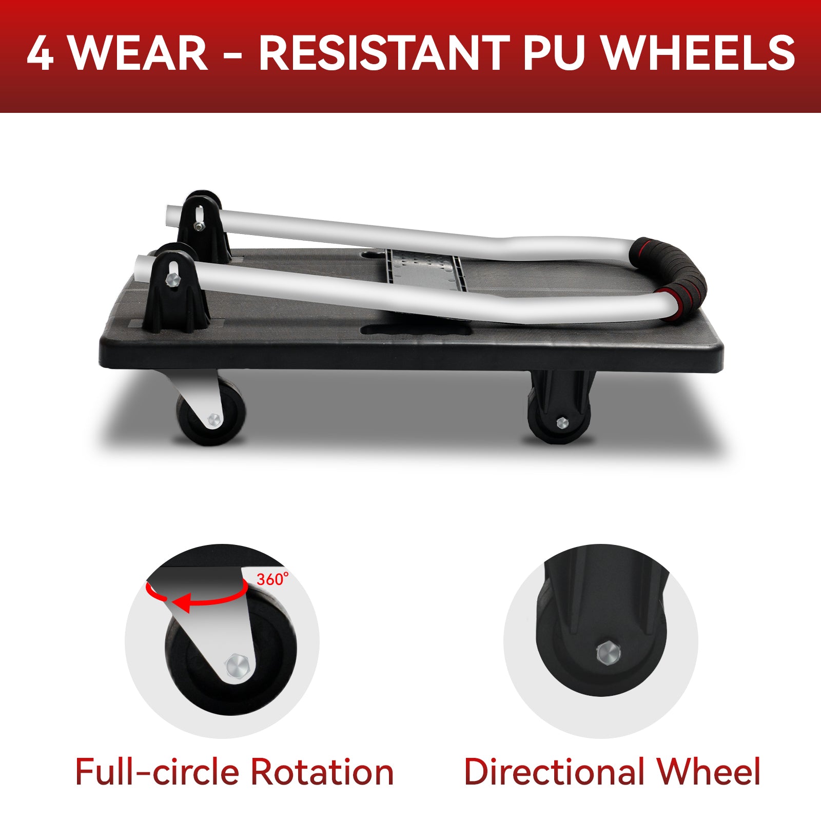 Folding Platform Truck Cart 200LBS/1000LBS – Heavy Duty Push Dolly with Swivel Wheels, Foldable Handle