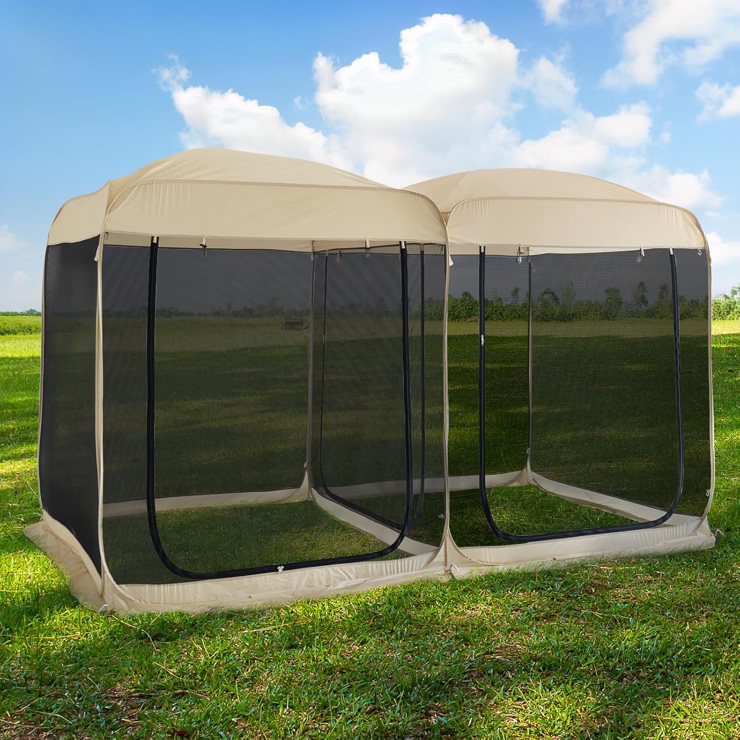 2 1 Pop Up Screen House Gazebo Mesh Netting 12x6x7.5 2024 Upgraded Outdoor Patio Canopy Tent Camping Backyard Events