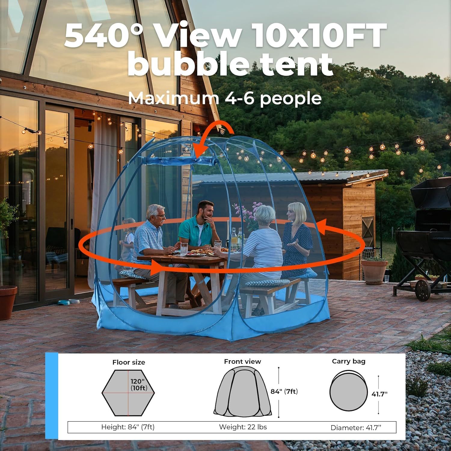 Alvantor Pop Up Bubble Tent - Large Oversize Weather Proof Pod -Cold Protection Camping Tent - Winter Tent for 4-8 People - 10x10ft