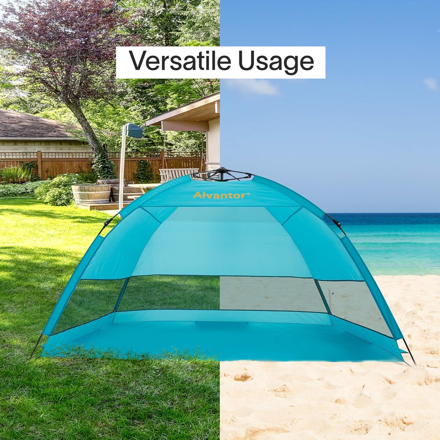 Alvantor 2-3 Person Beach Tent Sun Shelter - Portable Sun Shade Instant Tent for Beach with Carrying Bag,Anti UV for Fishing Hiking Camping, Waterproof Windproof