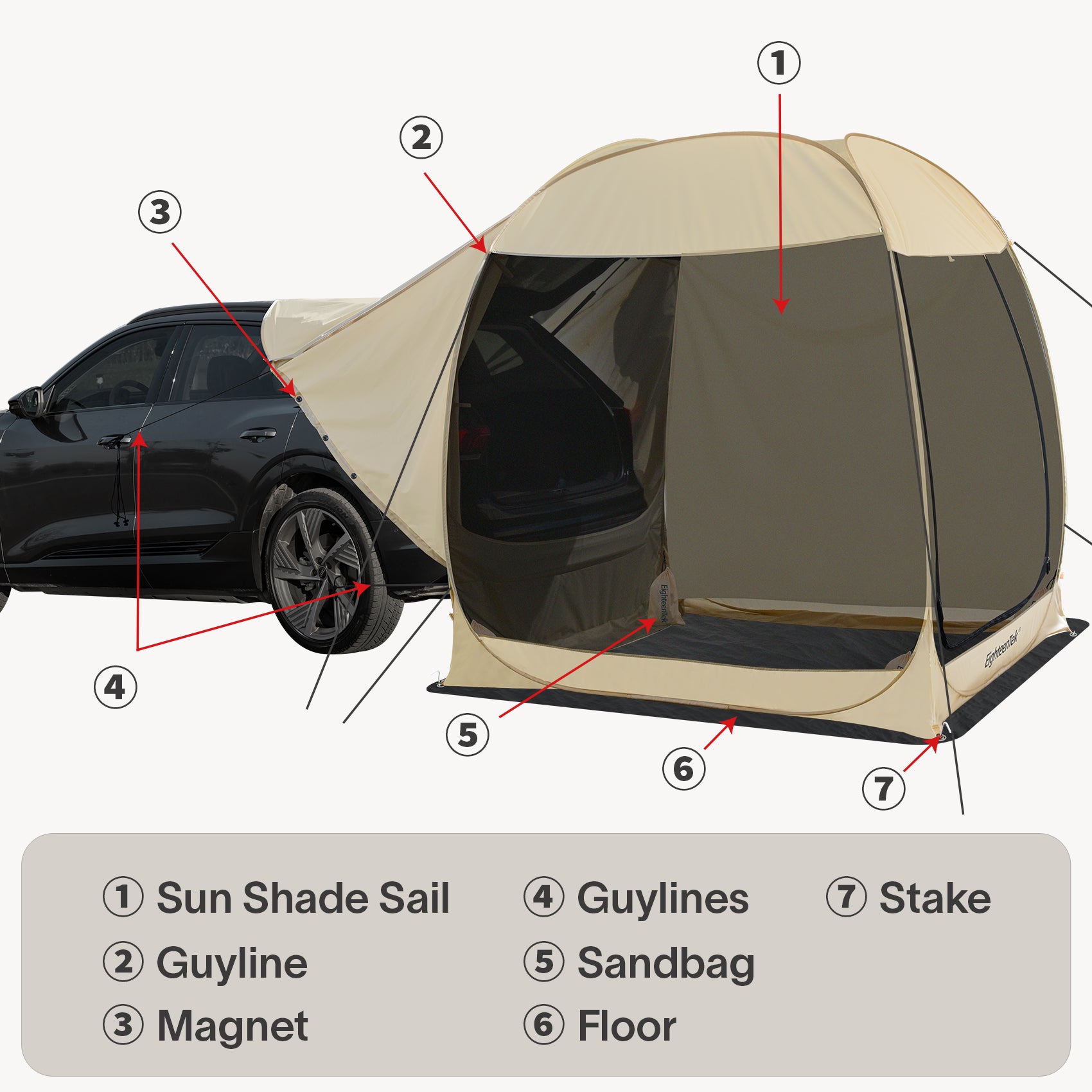 All-Weather SUV Camping Screen Tent – Pop Up Mesh Shelter with Waterproof PVC, Instant Setup Screen House for Car, Van, Outdoor Travel