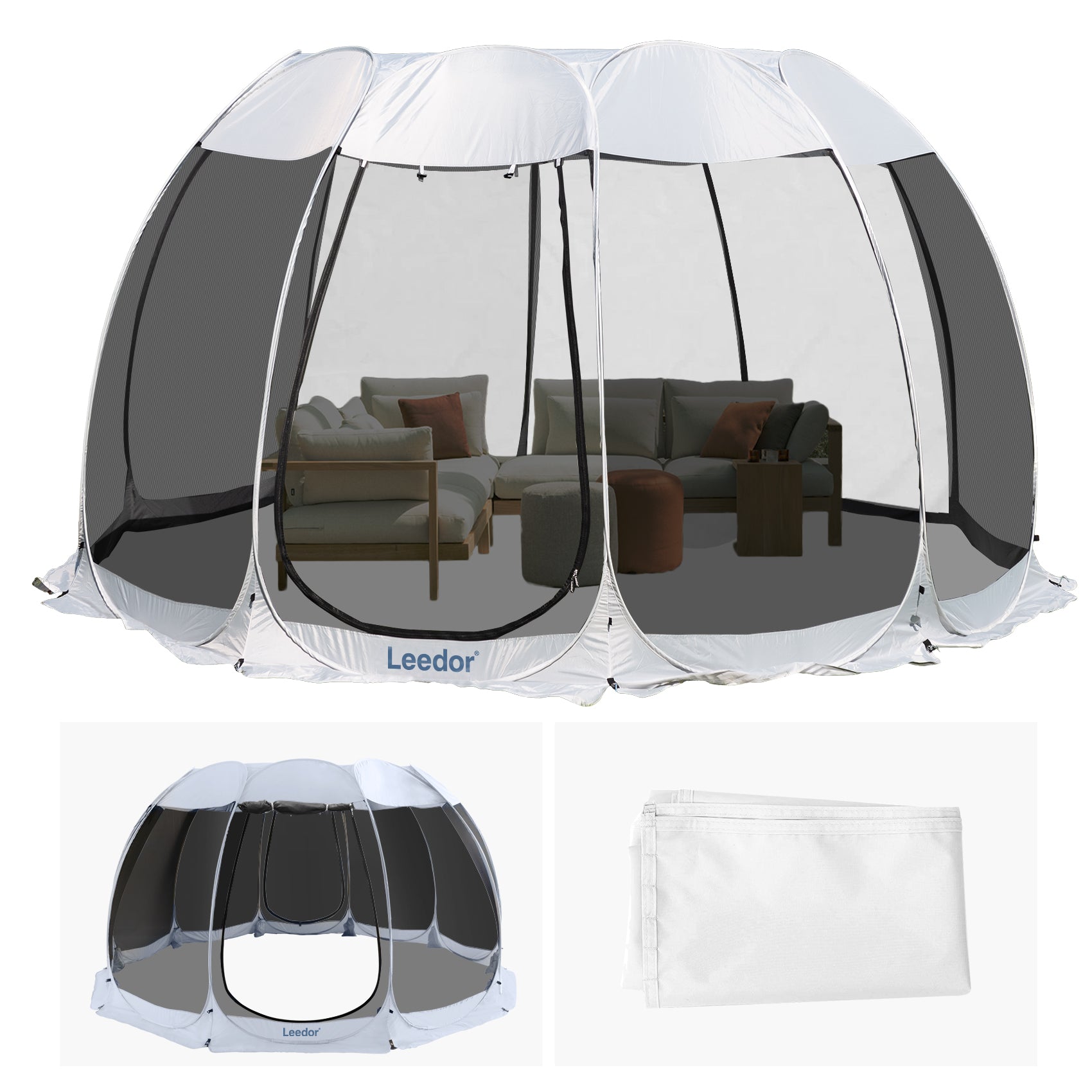 Combo: Alvantor Pop Up Screen House Gazebo Tent with Sun Shade Set, Enhanced UV Protection, 2-15 Person Outdoor Canopy Sun Shelter