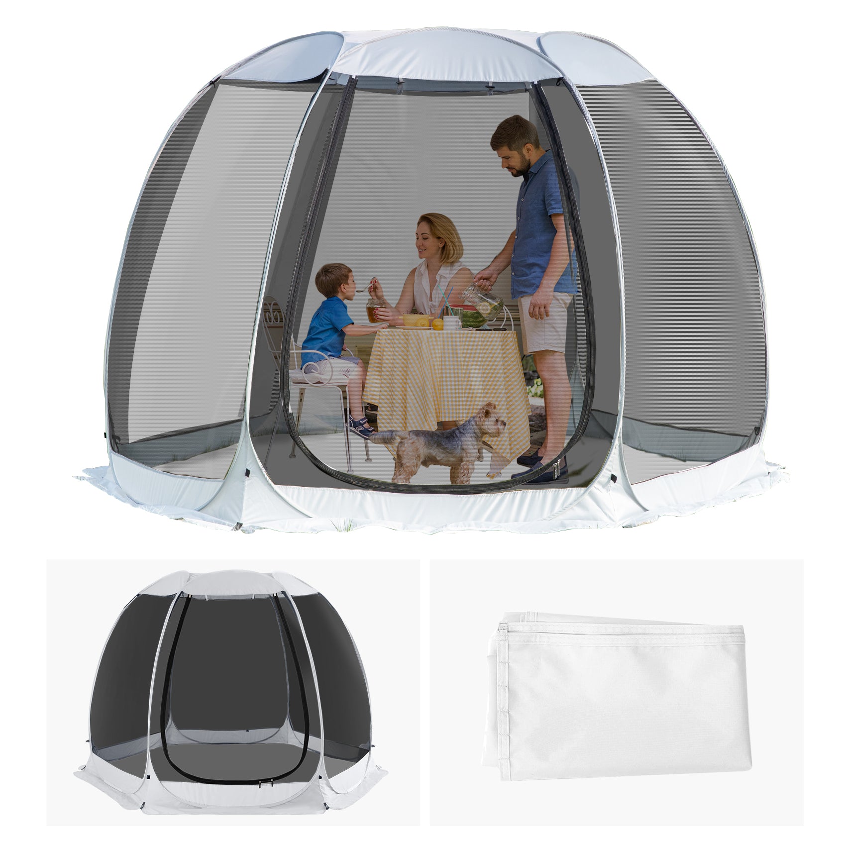Combo: Alvantor Pop Up Screen House Gazebo Tent with Sun Shade Set, En