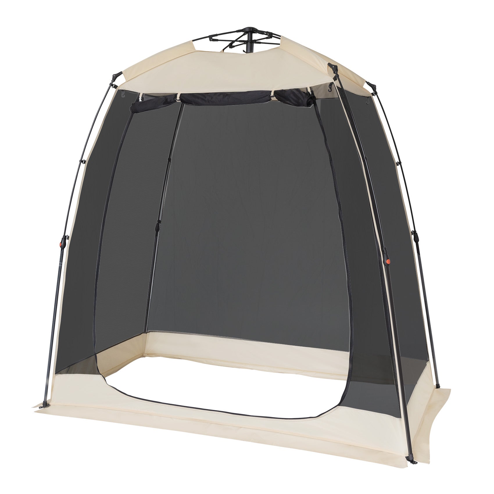 EighteenTek 10'x10'x7' Pop Up Sports Tent Shelter for 4–6 People, All Weather Outdoor Gazebo with Mesh Walls, Portable Camping Canopy Room for Tailgating, Backyard, Beige