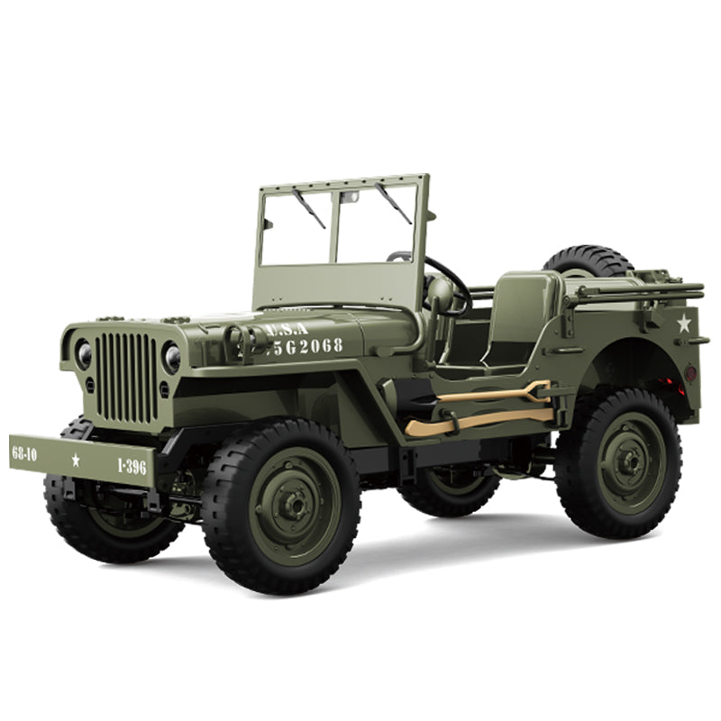 C Rock Crawler 1/10 RC Truck – 4x4 Off-Road Military Remote Control Car with Metal Chassis, LED Lights & Proportional Steering – RTR All-Terrain RC Vehicle for Age 15+