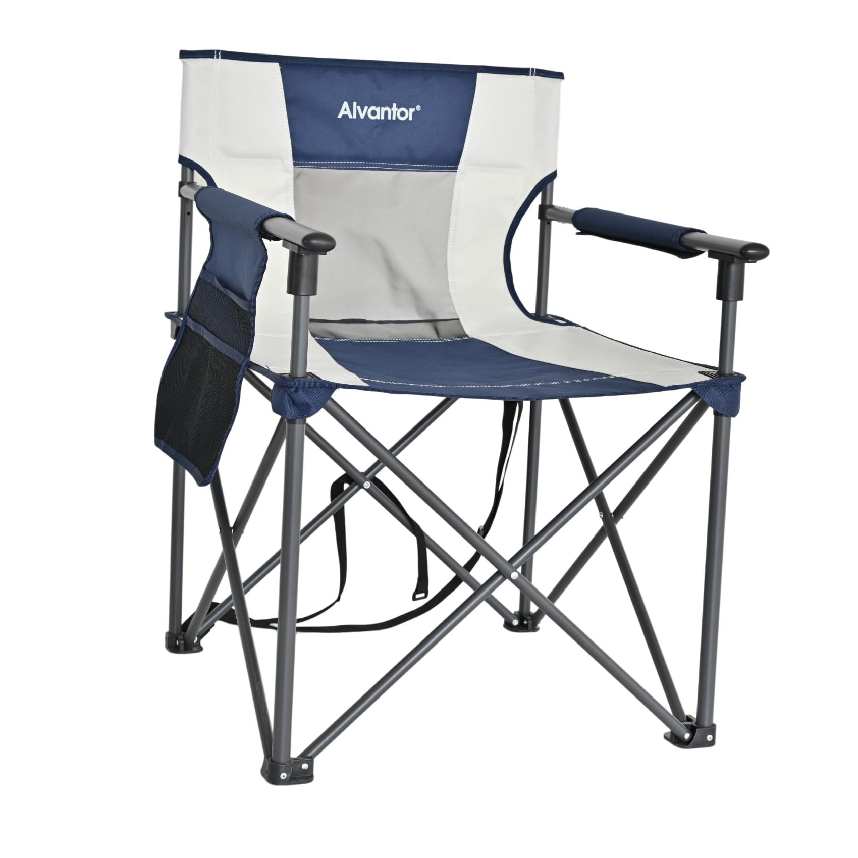 Alvantor Folding Camping Chair with Breathable Mesh, Portable Outdoor Chair for Adults, Heavy Duty Steel Frame Supports, Built-in Cup Holder, Carry Strap for Camping Beach Sports Tailgating