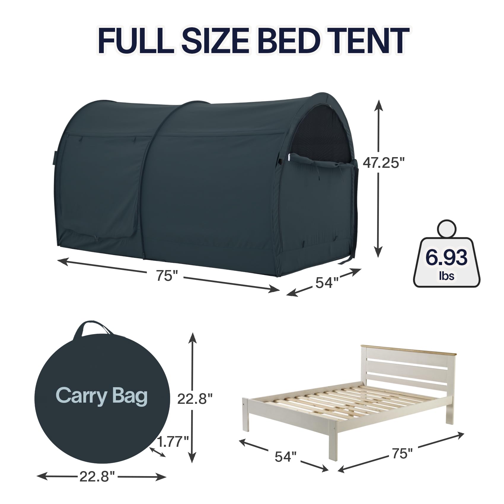 Bed Tent Dream Tents Bed Canopy Shelter Cabin Indoor Privacy Warm Breathable Pop Up Twin/Full/Queen for Kids and Adult Patent Pending(Mattress Not Included)