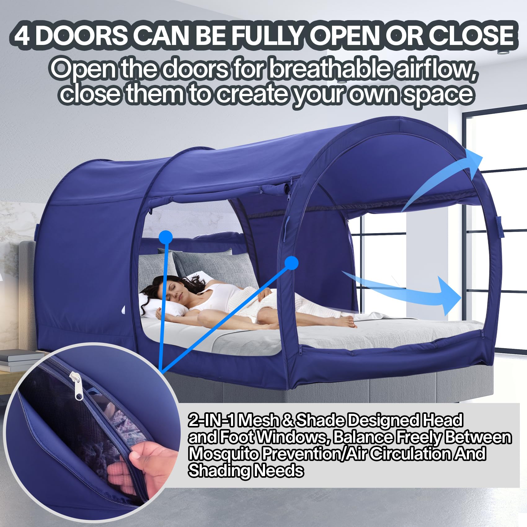 Bed Tent Dream Tents Bed Canopy Shelter Cabin Indoor Privacy Warm Breathable Pop Up Twin/Full/Queen for Kids and Adult Patent Pending(Mattress Not Included) (Copy)