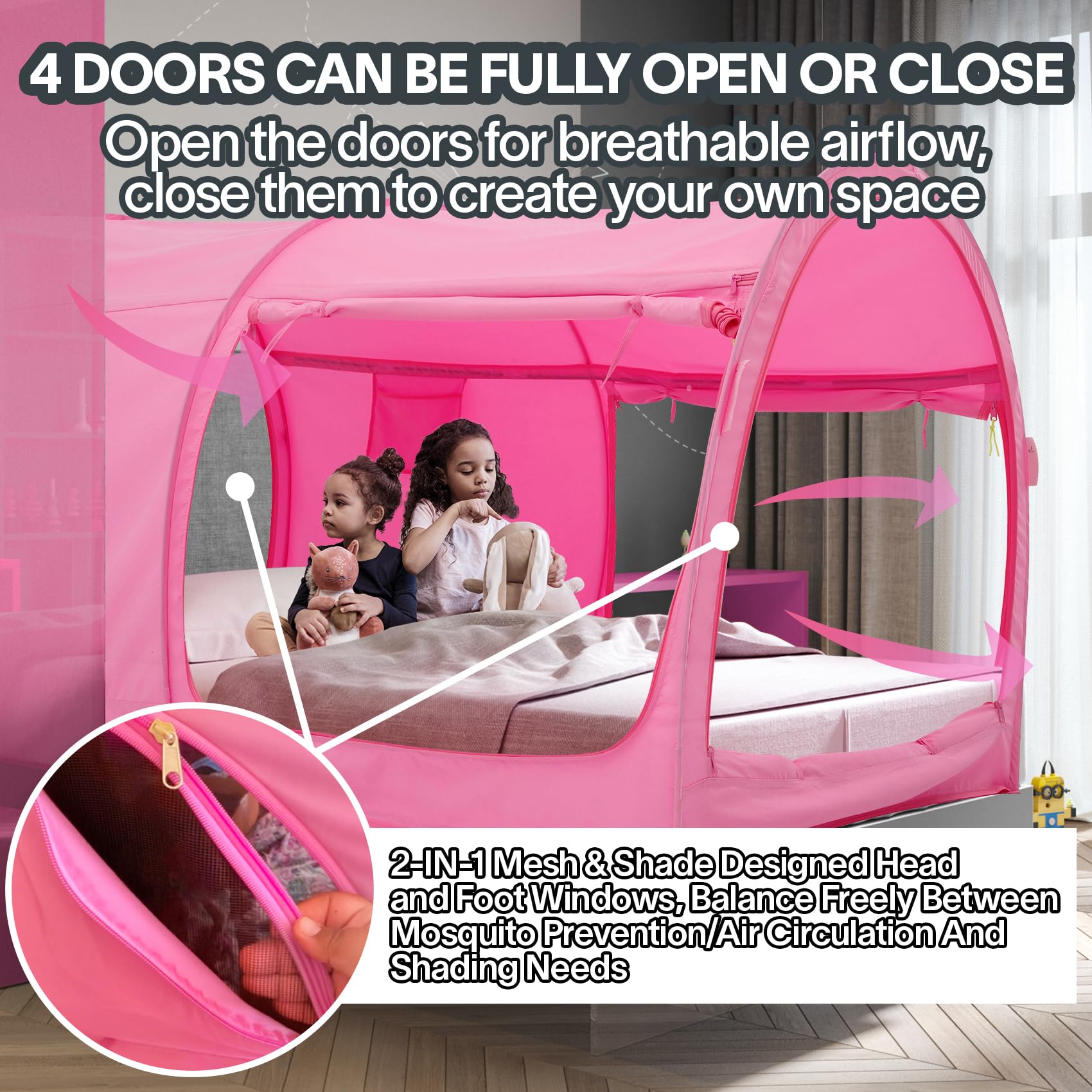 Bed Tent Dream Tents Bed Canopy Shelter Cabin Indoor Privacy Warm Breathable Pop Up Twin/Full/Queen for Kids and Adult Patent Pending(Mattress Not Included)