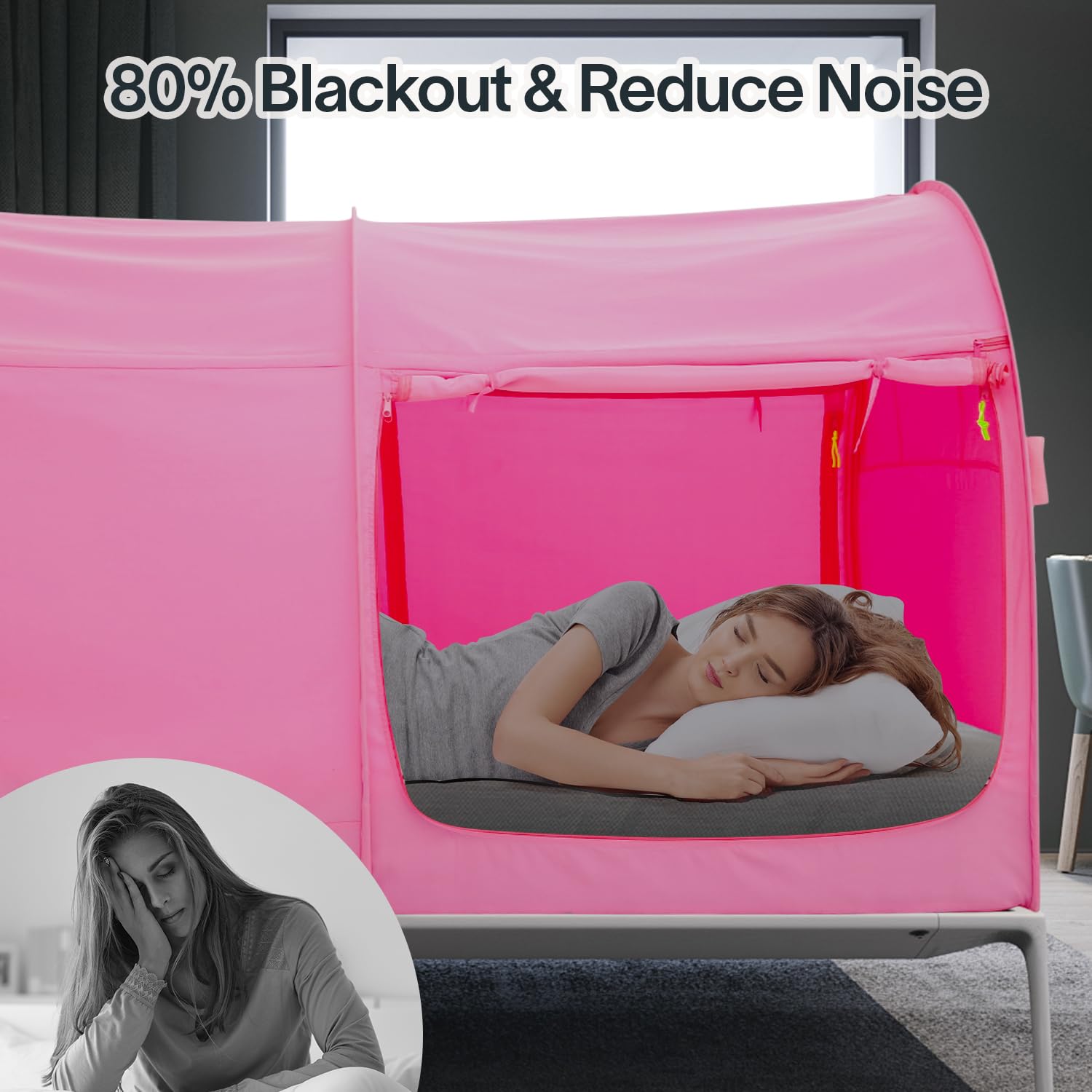 Bed Tent Dream Tents Bed Canopy Shelter Cabin Indoor Privacy Warm Breathable Pop Up Twin/Full/Queen for Kids and Adult Patent Pending(Mattress Not Included)