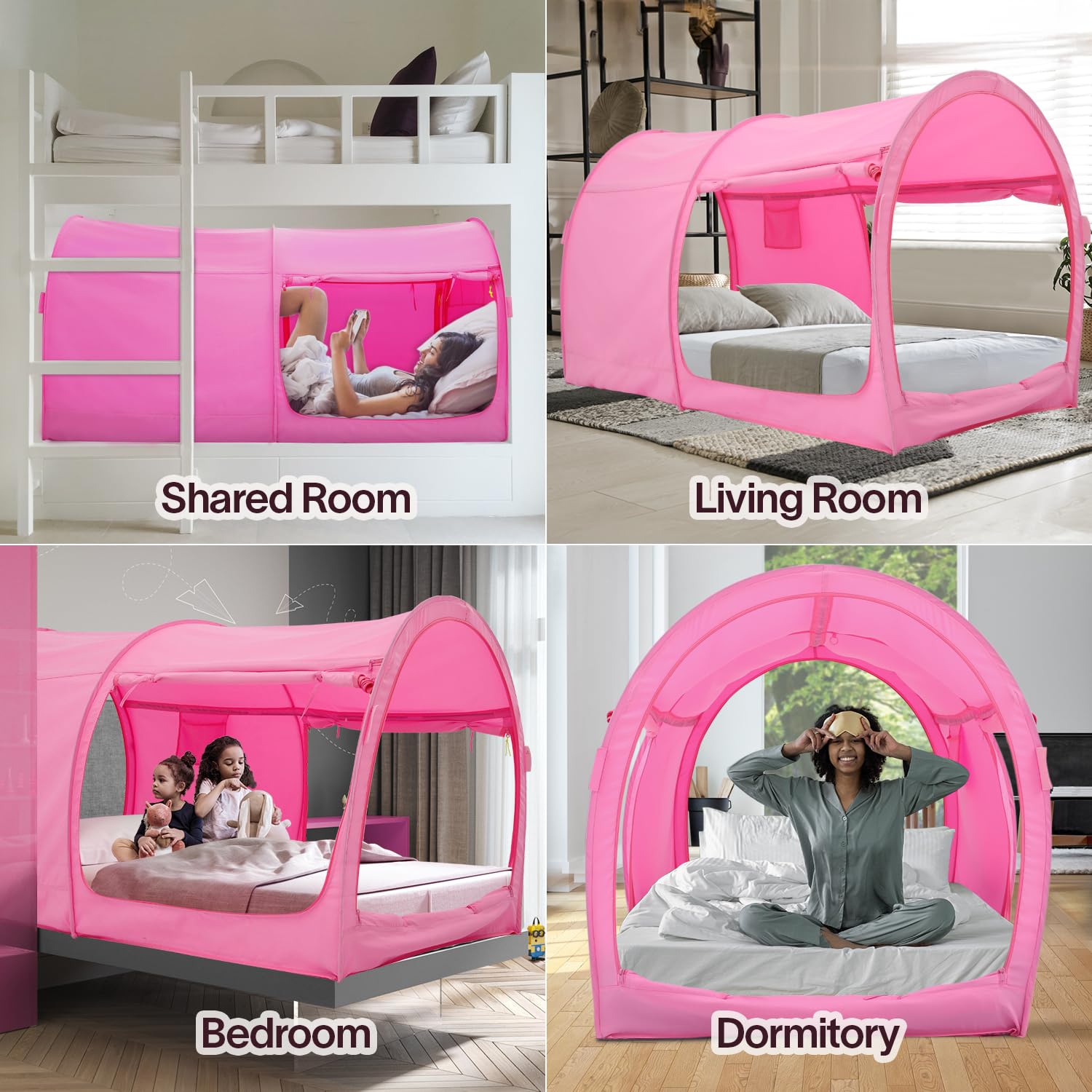 Bed Tent Dream Tents Bed Canopy Shelter Cabin Indoor Privacy Warm Breathable Pop Up Twin/Full/Queen for Kids and Adult Patent Pending(Mattress Not Included)