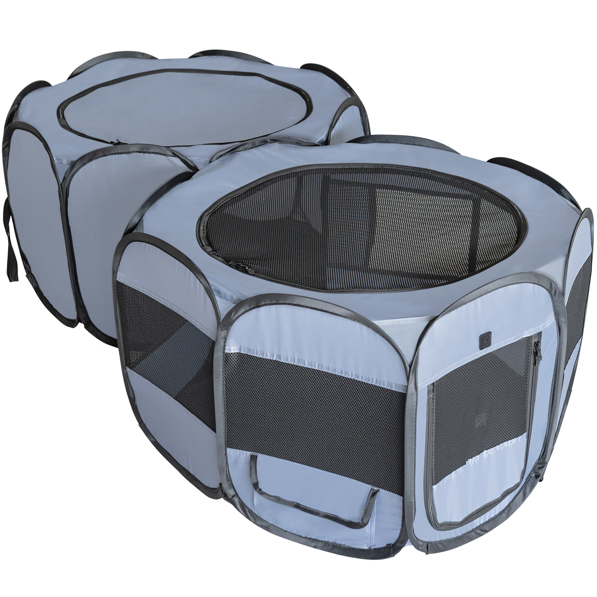 EighteenTek 2 Rooms Portable Pet Cat Playpen Indoor Cats Enclosed Portable Foldable Dog Playpen Outdoor Tent Crate Cage Zipper Top Cover Door Kitten Puppy Outside Rv Car Camper