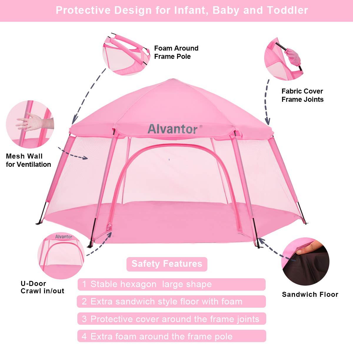 Pink Spacious Padded Playpen