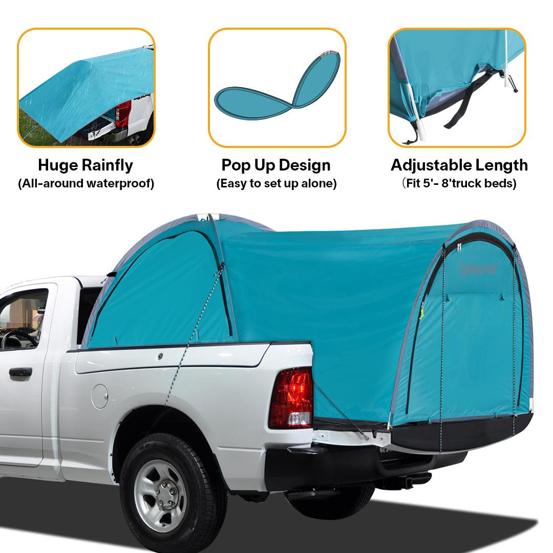 EighteenTek Blue Pop Up Automatic Setup Truck Bed Tent, Weatherproof,  PU2000mm Double Layer Rainfly Adjustable 5,5.5,6, 6.5,8 ft. 9002 - The Home  Depot